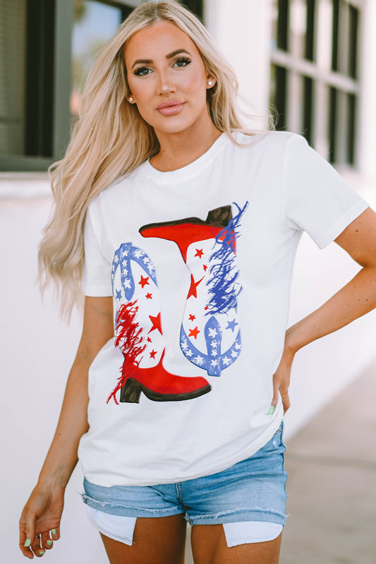 White American Flag Boots Graphic Tee | Plus Size Western Fashion | Cowgirl Era