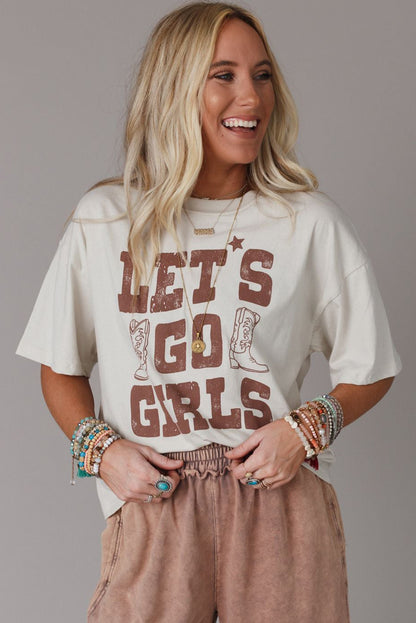 White LETS GO GIRLS Western Boots Tee | Plus Size Western Fashion | Cowgirl Era