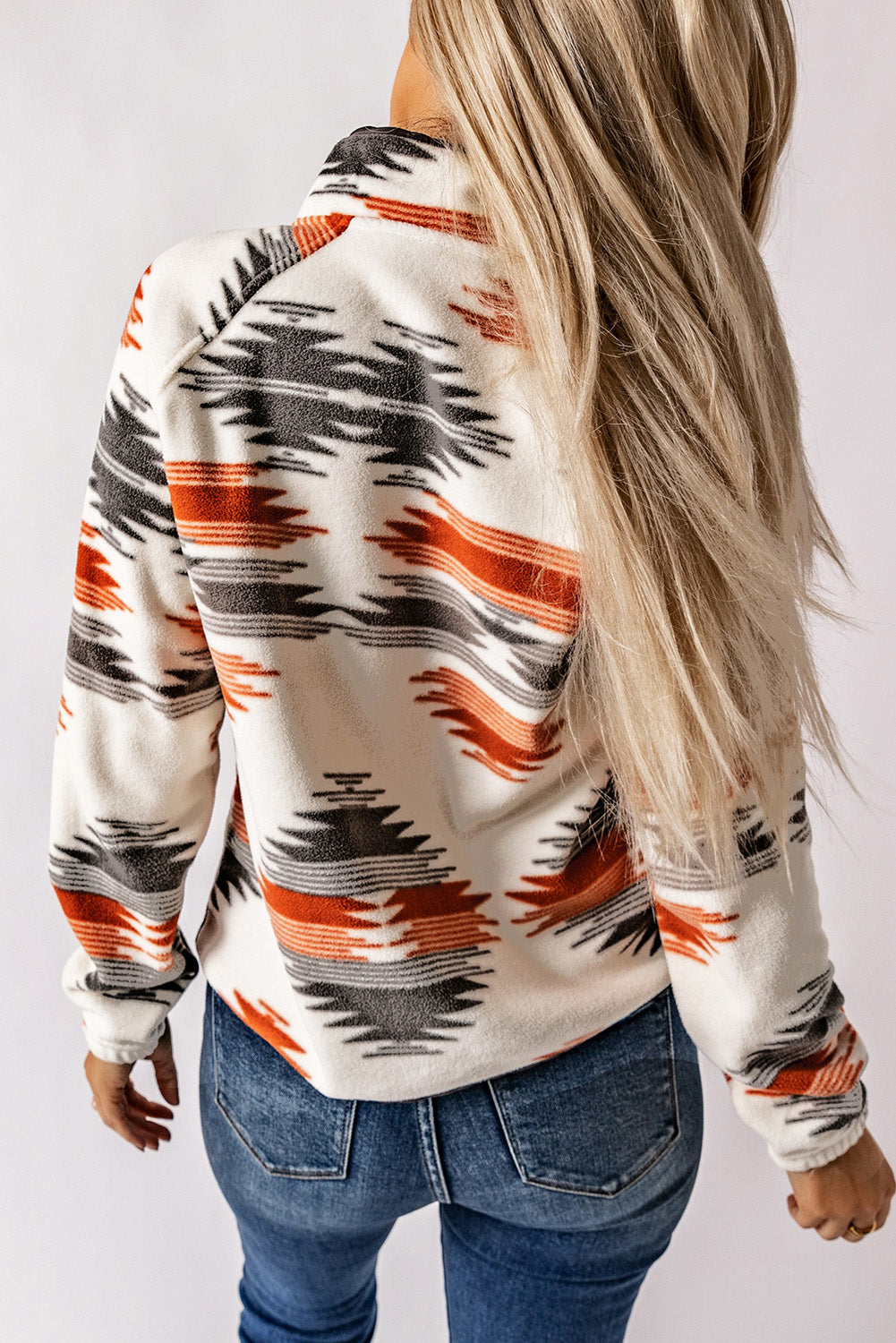 Gray Western Aztec Snap Buttoned Fleece Jacket | Plus Size Western Fashion | Cowgirl Era 