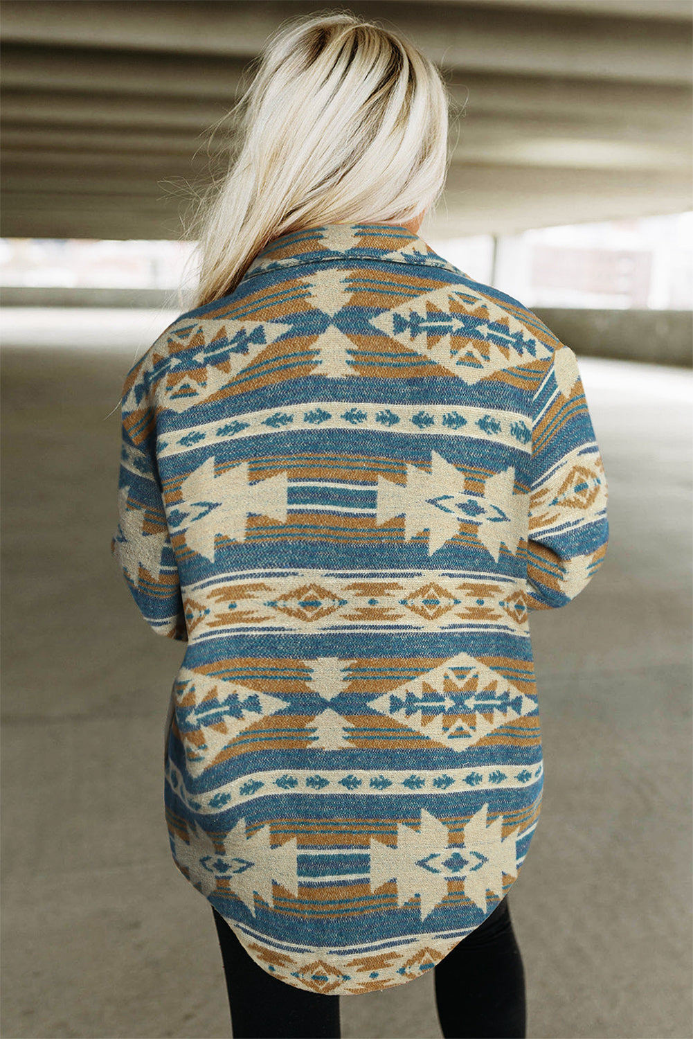 Blue Western Aztec Print Button Flap Pocket Shacket | Plus Size Western Fashion | Cowgirl Era