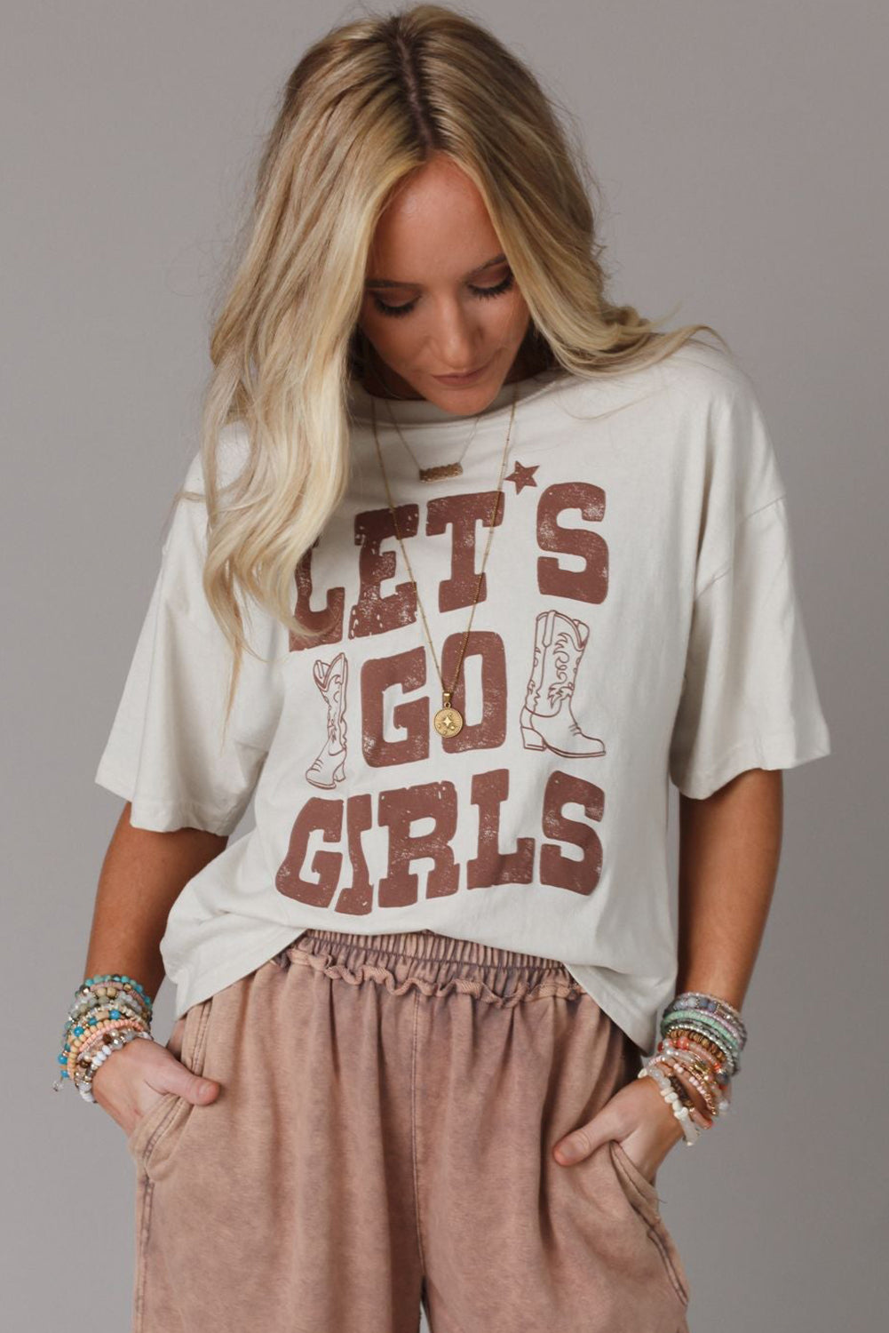 White LETS GO GIRLS Western Boots Tee | Plus Size Western Fashion | Cowgirl Era