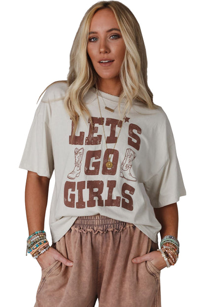 White LETS GO GIRLS Western Boots Tee | Plus Size Western Fashion | Cowgirl Era