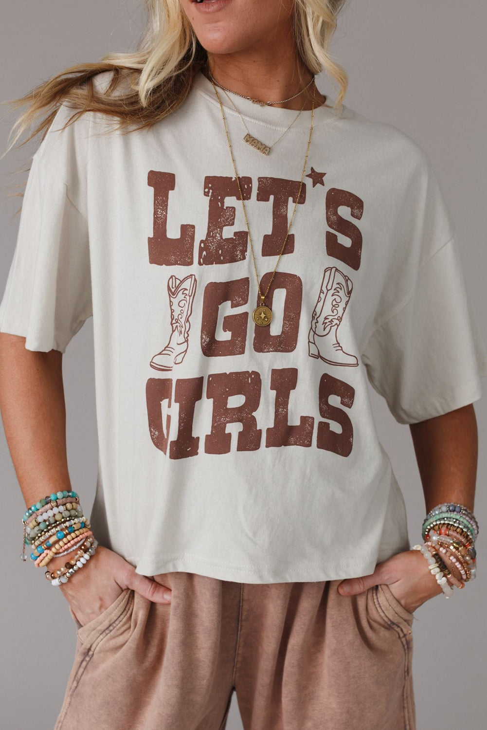 White LETS GO GIRLS Western Boots Tee | Plus Size Western Fashion | Cowgirl Era