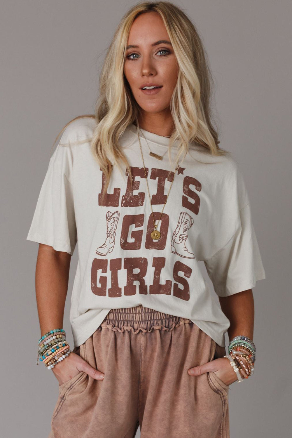 White LETS GO GIRLS Western Boots Tee | Plus Size Western Fashion | Cowgirl Era