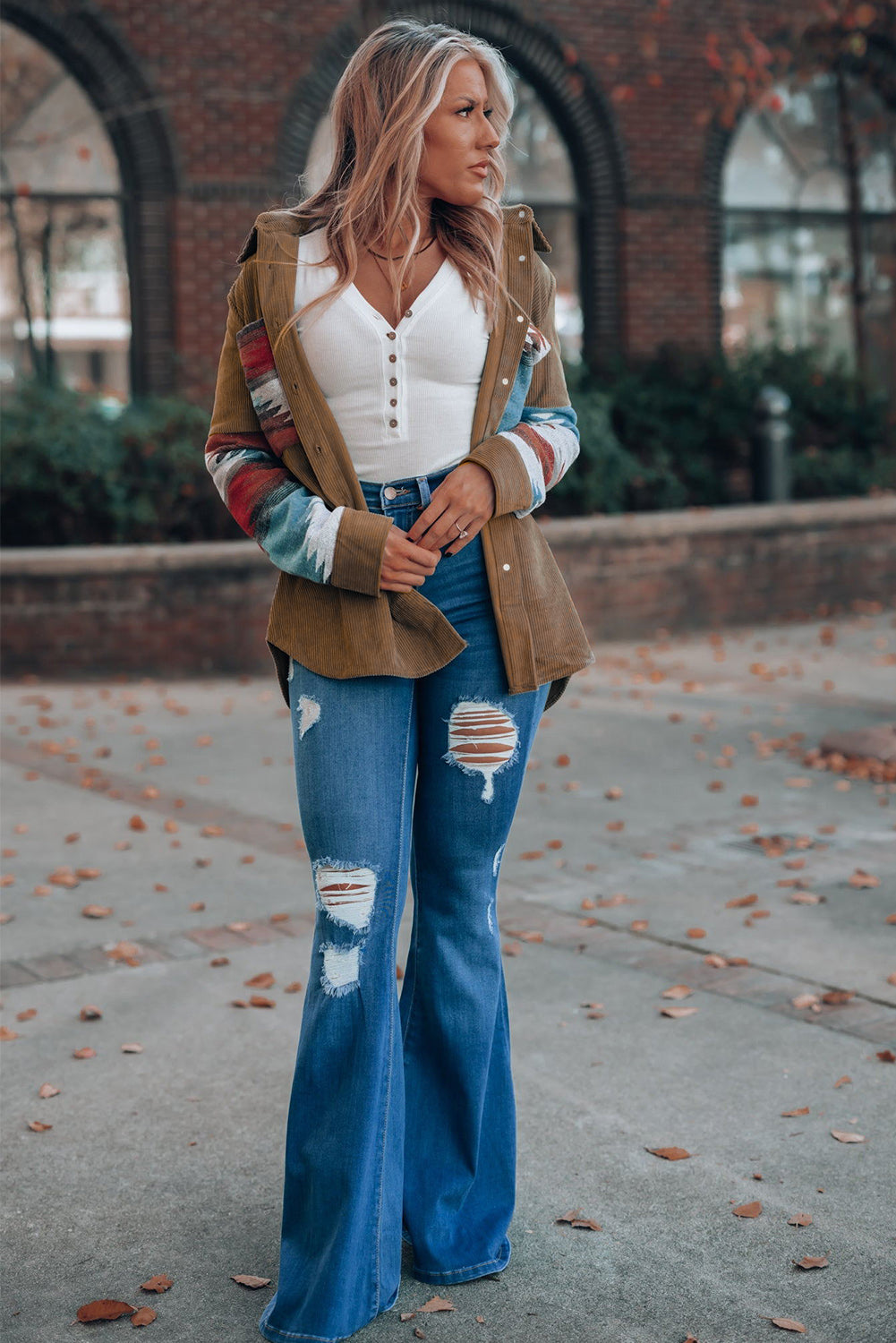 Khaki Aztec Pattern Corduroy Shacket | Plus Size Western Fashion | Cowgirl Era