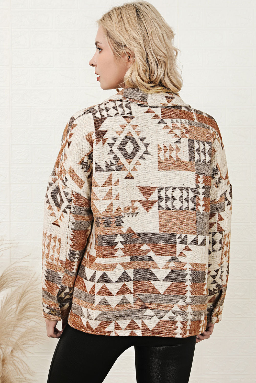 Brown Aztec Print Flap Pocket Button-up Jacket | Plus Size Western Fashion | Cowgirl Era