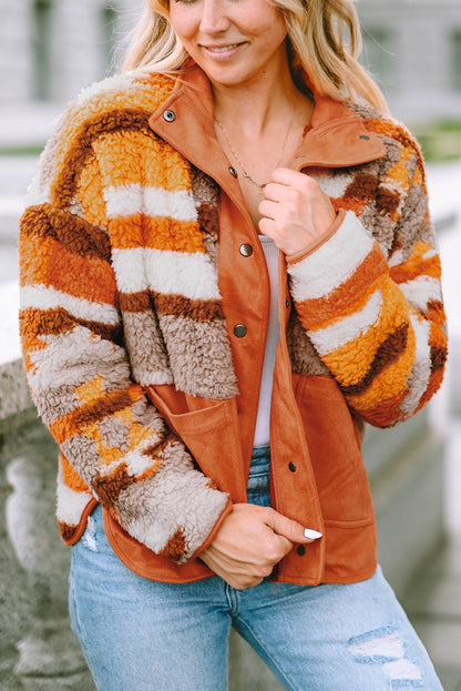 Brown Quilted Patch Pockets Aztec Furry Jacket | Plus Size Western Fashion | Cowgirl Era