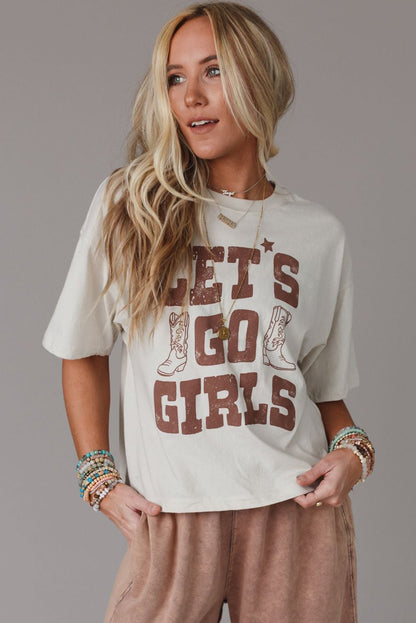 White LETS GO GIRLS Western Boots Tee | Plus Size Western Fashion | Cowgirl Era