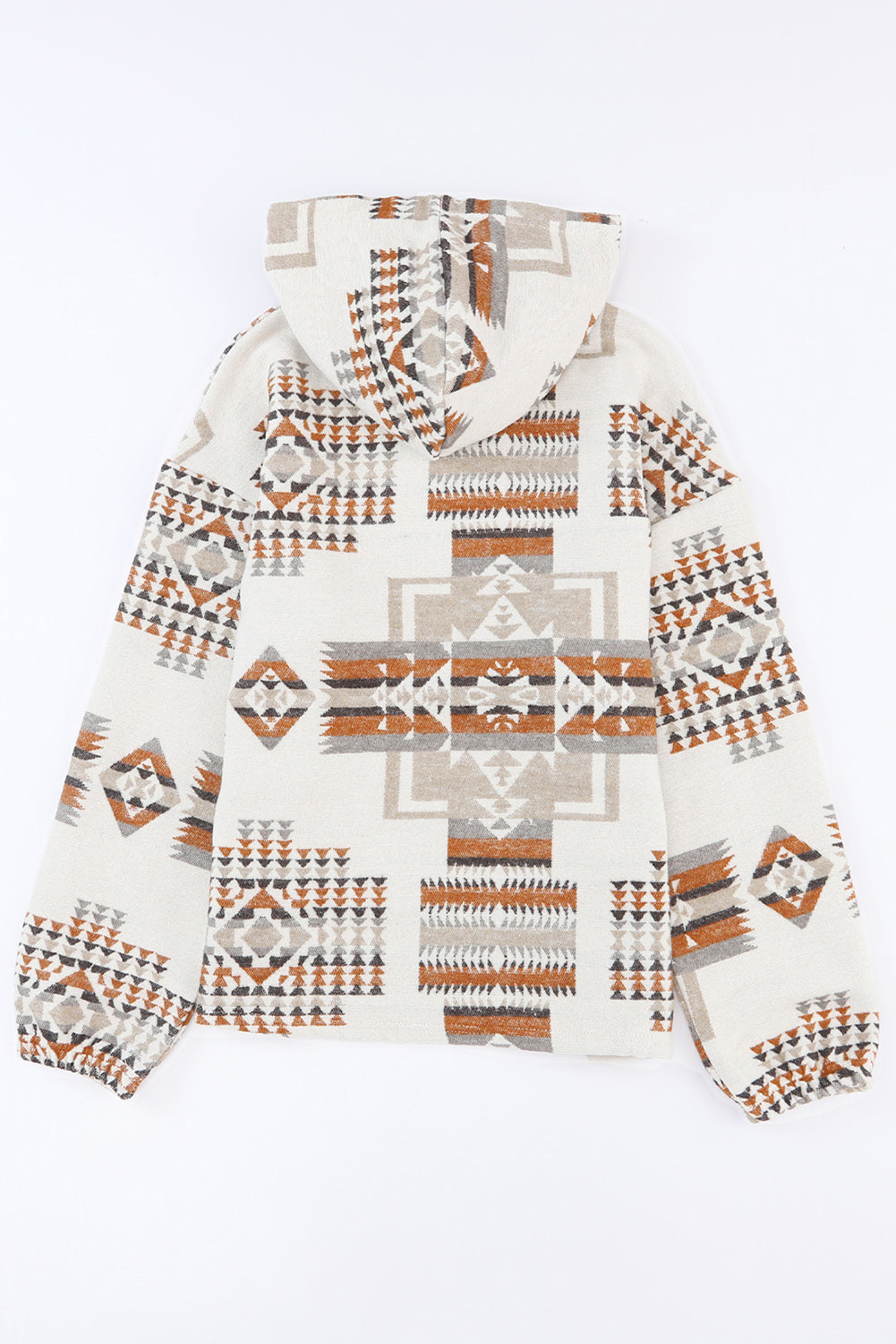 Beige Aztec Print Kangaroo Pocket Half-Zip Hoodie | Plus Size Western Fashion | Cowgirl Era