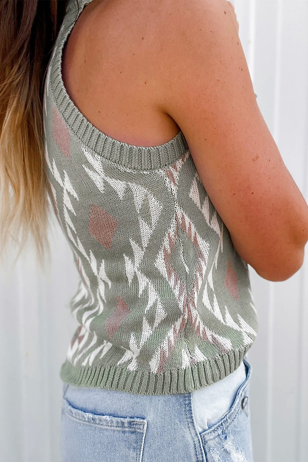 Green Western Tribal Aztec Pattern Knit Sweater Tank | Plus Size Western Fashion | Cowgirl Era