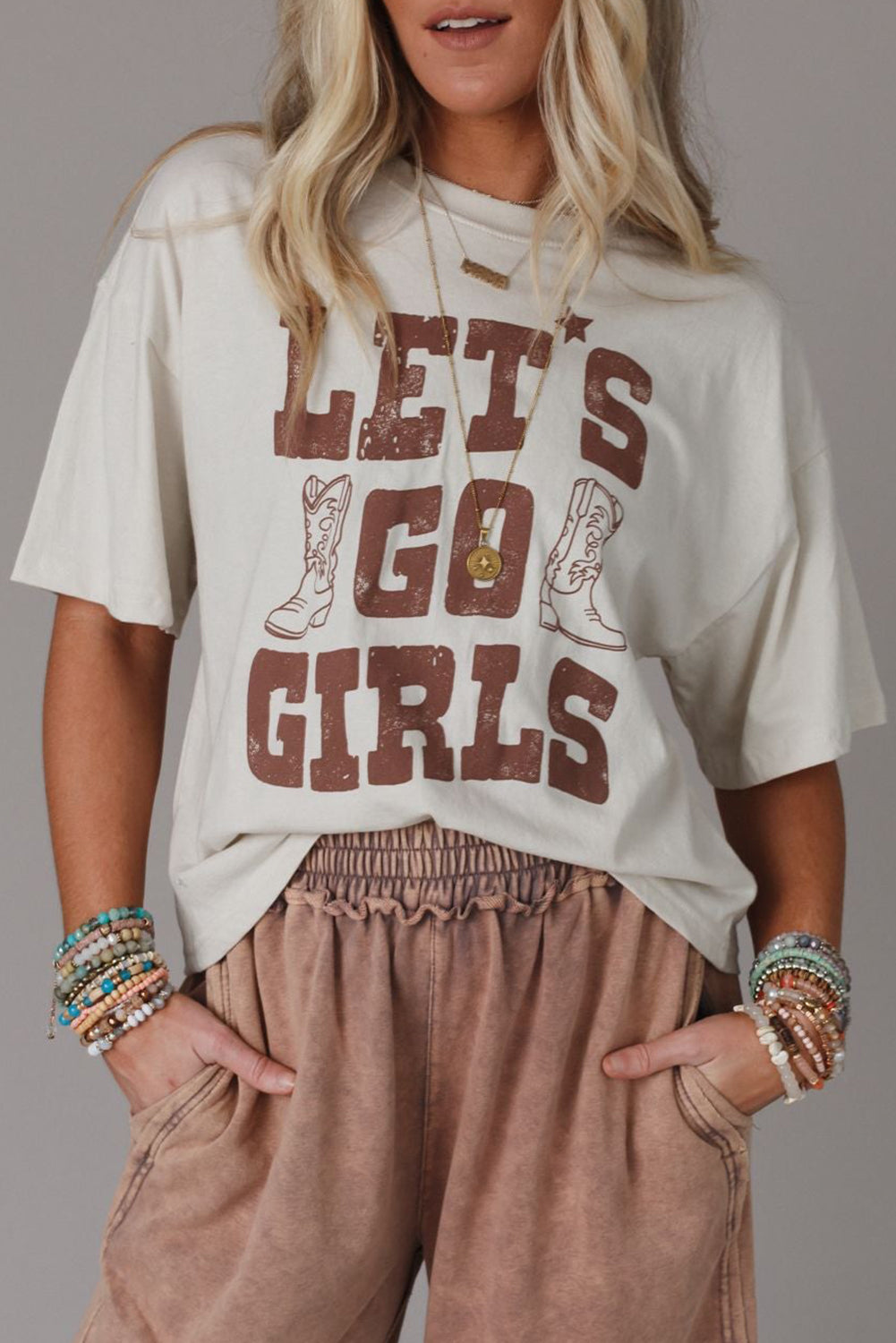 White LETS GO GIRLS Western Boots Tee | Plus Size Western Fashion | Cowgirl Era